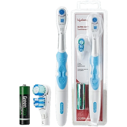 Lifelong Ultra Sonic Care Battery Powered Toothbrush for Adults, Replacable Heads