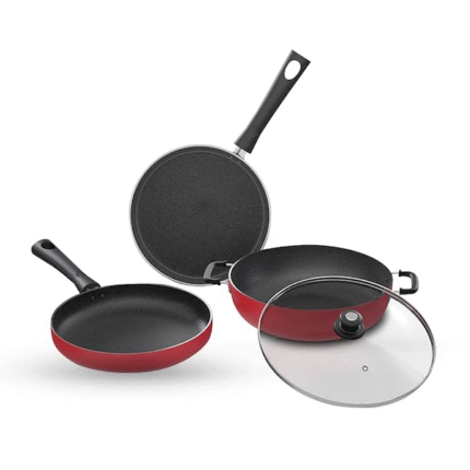 Lifelong Induction Base Non Stick Aluminium Cookware Set of 3