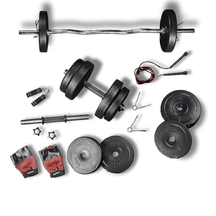 Lifelong PVC Home Gym Set 10 kg Plate 3 feet curl Rod and Dumbbells rods with Gym Accessories
