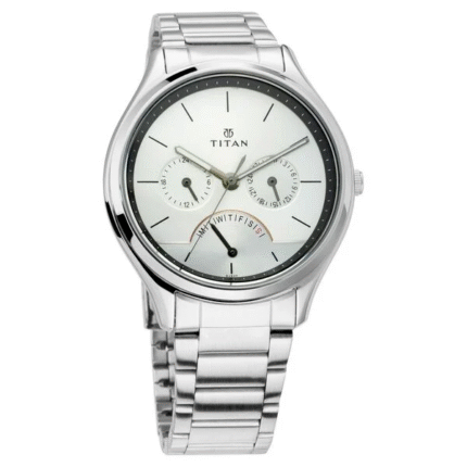 Titan Quartz Multifunction Silver Dial Watch for Men