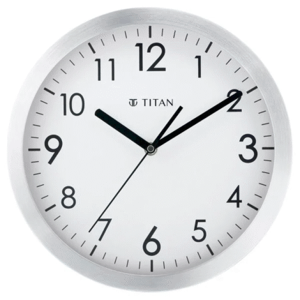 Titan Metallic White Wall Clock with Brushed Case