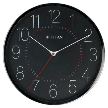 Titan Metallic Black Wall Clock with Slim Hands