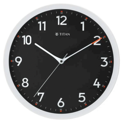 Titan Contemporary Black Wall Clock with Silent Sweep Technology