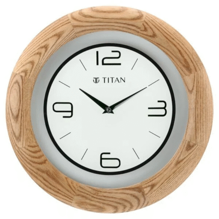 Titan Wooden Brown Wall Clock with Glass Dial