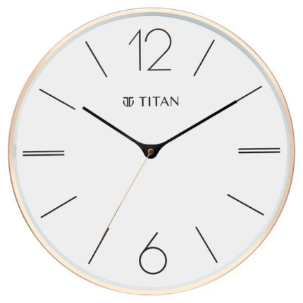 Titan Metallic Wall Clock White Dial with Rose Gold Sleek frame and Silent Sweep Technology