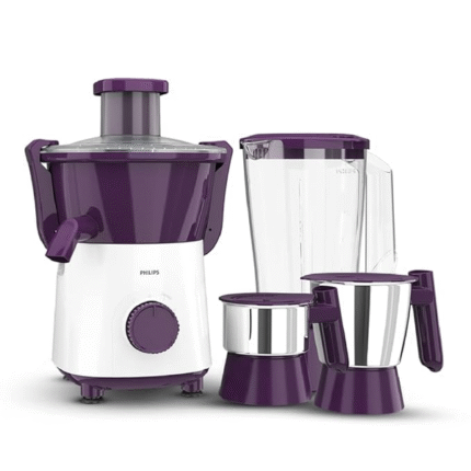 Philips 500 Watts Juicer Mixer Grinder With 3 Jars And Xl Feeding Tube, Quick And Easy Assembly