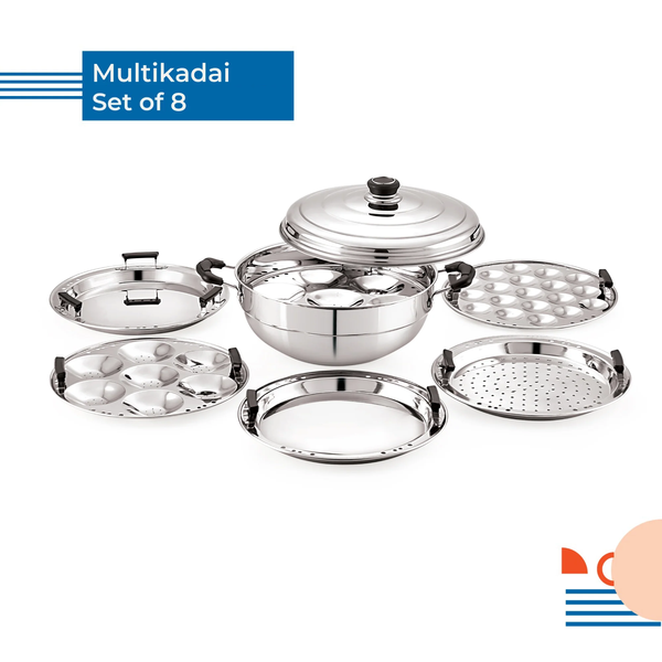 Neelam Stainless Steel Multi Kadai Induction Base (Regular 8 Pcs)